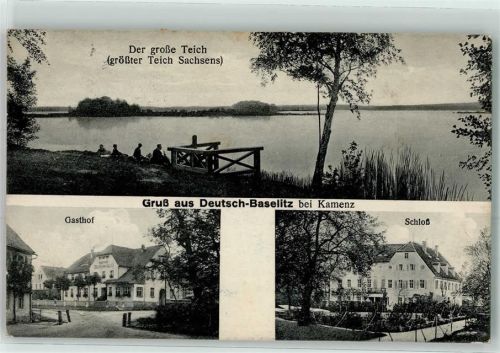 Kamenz Der große Teich Gasthaus Schloss Gruss aus Deutsch Baselitz