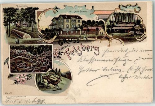 Reichenbach 1899 Felsberg Riesensäule Hotel Felsberg Altarstein Hirsch
