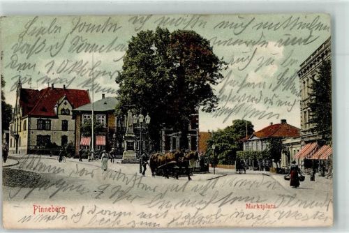 Pinneberg 1905 Marktplatz Pferdefuhrwerk Denkmal Kutsche