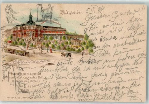 Halensee 1897 Kaiser Wilhelm Garten Kutsche Straßenbahn Pavillon