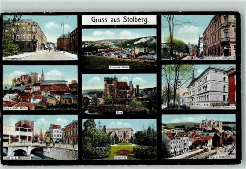 Stolberg Steinwegstraße Burg Kath. Kirche Partie an der Neustraße Kaiserplatz Burg Prymsche Werke Amtsgericht Gymnasium Kortumstraße