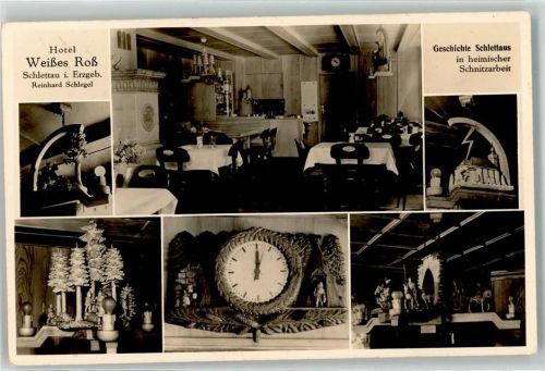 Schlettau Hotel Weißes Roß Gastraum Kachelofen Erzgeb. Schnitzereien