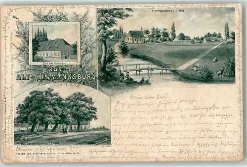 Hermannsburg 1903 Altes Missionshaus Altes Pfarrhaus Hermannsburg im Jahre 1849 Rinderweide
