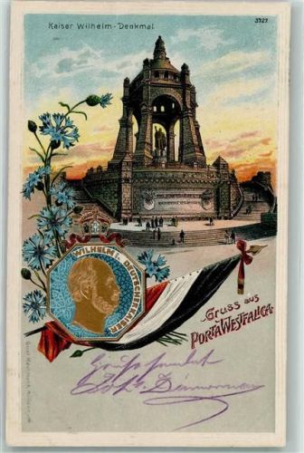 Porta Westfalica 1908 Kaiser Wilhelm-Denkmal Wappen Wilhelm I.