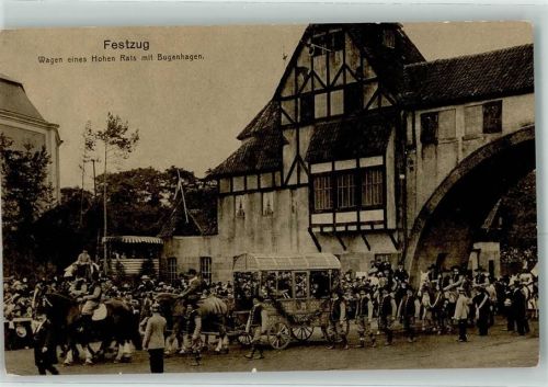 Hamburg 1909 16. Bundesschiessen Festzug Wagen eines Hohen Rats AK