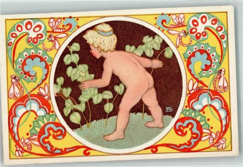 1916 sign. Stockmayr Adolf Kind und Pflanze