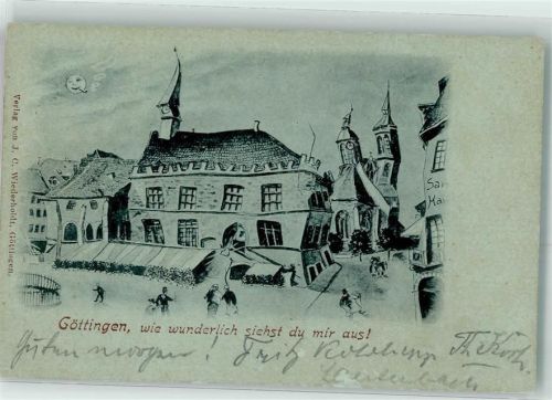 Göttingen 1900 Wie wunderlich siehst du mir aus Mond Pfeife Humor schief Türme