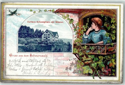 Schweigmatt 1900 Kurhaus Schwarzwald Gruss Vogel Brief Frau