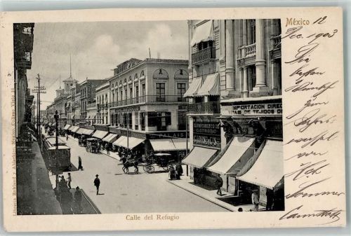 Mexiko City 1903 Calle del Refugio Straßenbahn