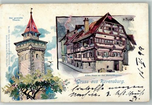Ravensburg 1899 sign. Fuchs, K. Humpissgasse