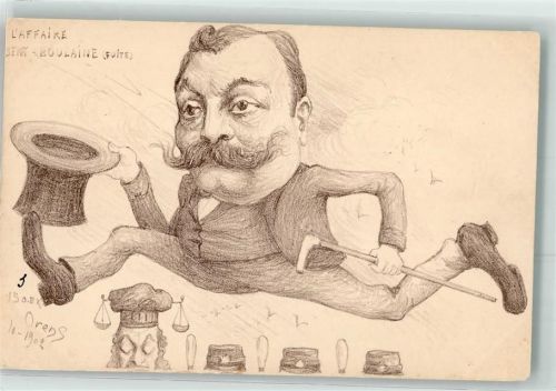 1902 l`Affaire Sert-Boulaine Fuite Denizard Karikatur sign. Orens