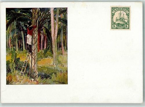 Gummigewinnung sign. Pohle WK II Stempel Kamerun