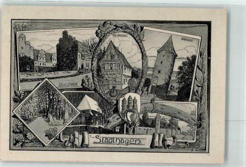 Stadthagen Fürstl. Schloss Eulenturm altes Amtshaus sign. F. Peitmann