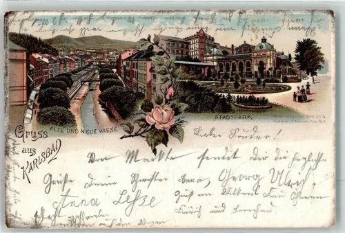 Karlovy Vary 1899 alte- u. neue Wiese Stadtpark