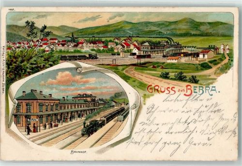 Bebra 1904 Bahnhof Eisenbahnzüge Bahnpost -Frankfurt Zug 244