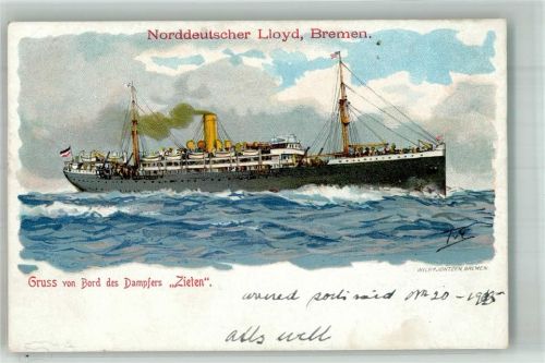 1899 Dampfer Zieten sign. v. Eckenbrecher