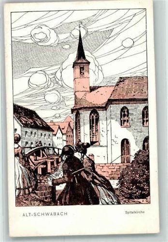 Schwabach 1910 Spitalkirche sign. W.K.