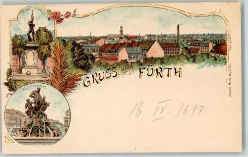 Fürth 1897 Krieger Denkmal Kunstbrunnen