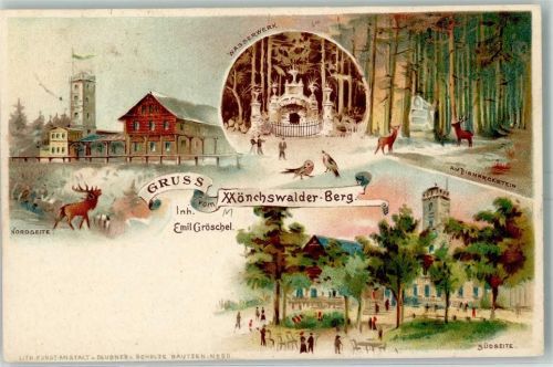 Wilthen 1902 Mönchswalder Berg Inh Emil Gröschel Wasserwerk Am Bismarckstein Hirsch Hüttenstempel Ort lt. Stempel