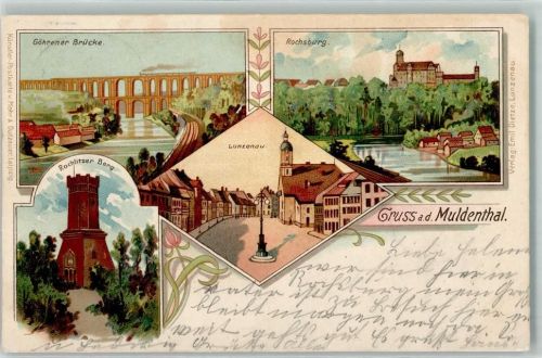 Lunzenau 1901 Muldenthal Göhrener Brücke Rochsburg Rochlitzer Berg Bahnpost Glauchau - Grossbothen Zug 1476