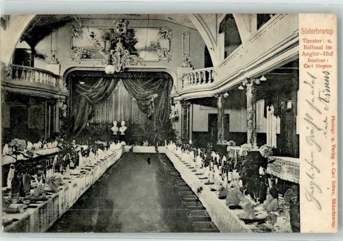 Süderbrarup 1903 Hotel Angler-Hof Theater- und Ballsaal Empore Büsten