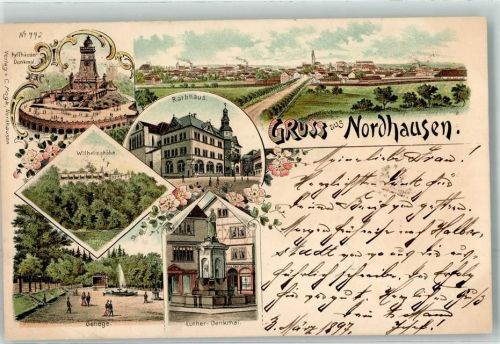 Nordhausen 1897 Kyffhäuser Denkmal Wilhelmshöhe Luther Denkmal Rathaus Gehege