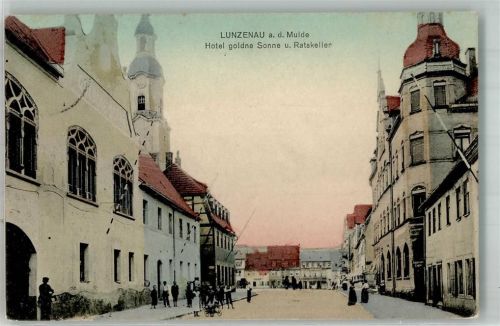 Lunzenau 1909 Hotel goldne Sonne Gasthaus Ratskeller