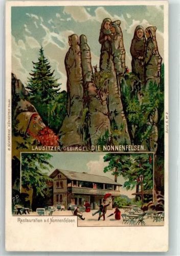 Kurort Jonsdorf 1899 Lausitzer Gebirge Nonnenfelsen Restaurant sign. P.P. Verlag Schwenke