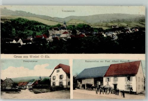 Winkel 1914 Hauptstraße Gasthaus Zur Post Albert Hengy Feldpost WK I Landsturm Infanterie Bataillon