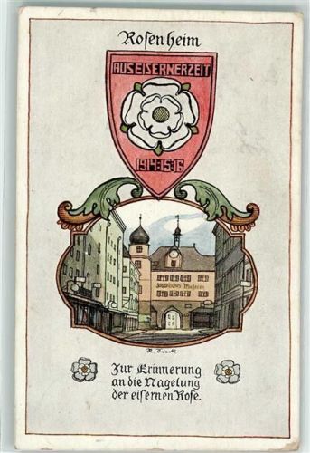 Rosenheim 1916 Städtisches Museum Wappen Rose