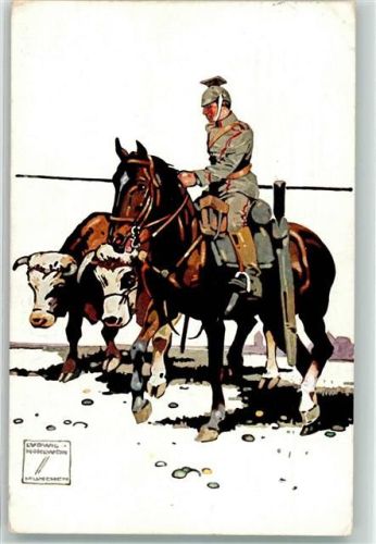 1914 Soldat Uniform Reiter Ochsen Künstlerkarte Nr 4