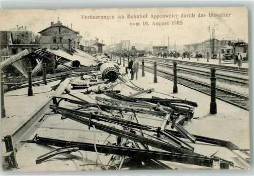Appenweier Unwetter Katastrophe 10. August 1905 Verheerungen Bahnhof Trümmer