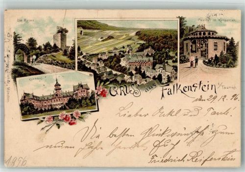 Falkenstein 1896 Vorläufer Druck 1890-1895 Ruine Falkenstein Kurhaus Im Kurgarten