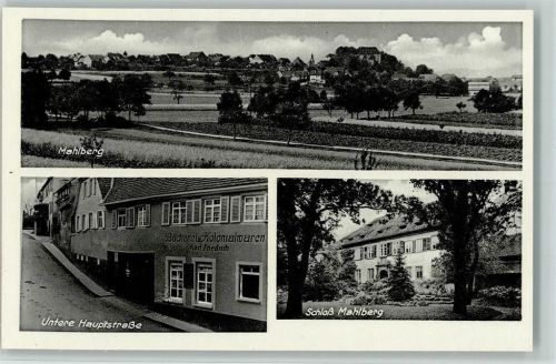 Mahlberg 1955 Bäckerei Karl Friedrich, Untere Hauptstraße, Schloß Mahlberg, sehr gute Erhaltung AK