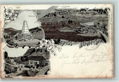 Sewen 1904 Gruss aus - Alfeld See, Kriegerdenkmal, Wirtschaft, Stauweiher AK