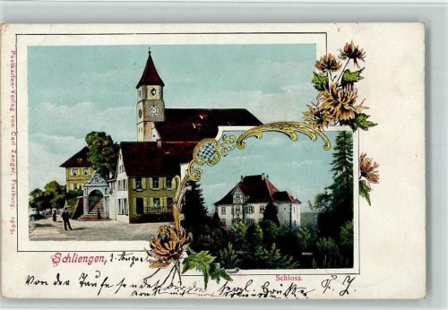 Schliengen 1905 Schloß, Partie bei der Kirche AK