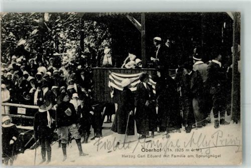 Oberhof 1914 Herzog Carl Eduard von Sachsen-Coburg und Gotha mit Familie am Sprunghügel