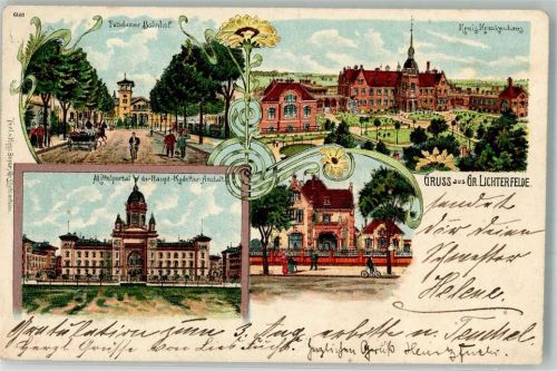 Lichterfelde 1903 Lithographie Potsdamer Bahnhof Kreis Krankenhaus