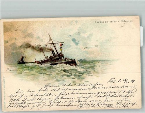 1899 Torpedos unter Volldampf sign. A.H.