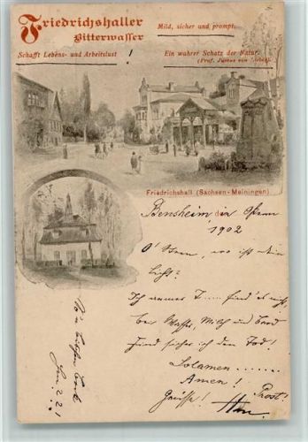 Bad Friedrichshall 1902 Friedrichshaller Ritterwasser Werbung AK