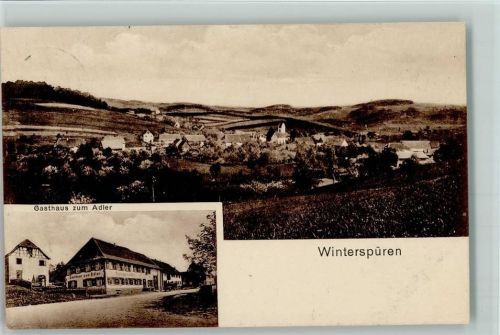 Winterspüren Gasthaus zum Adler und Panaoram - Kastenstempel Winterspüren über Stockach