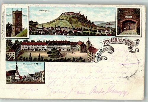 Hohenasperg 1901 Rathaus Burg Festung Hohenasperg Lithographie
