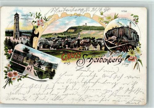 Scheibenberg 1896 Carola Aussichtsturm Stempel AK