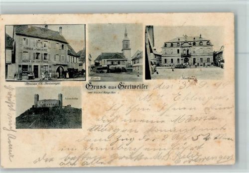 Gertwiller Maison Fortwenger Kirche Rathaus Schloß Andlau Fabrique Pains Depice Bahnpoststempel Strassburg - Molsheim - Schlettstadt