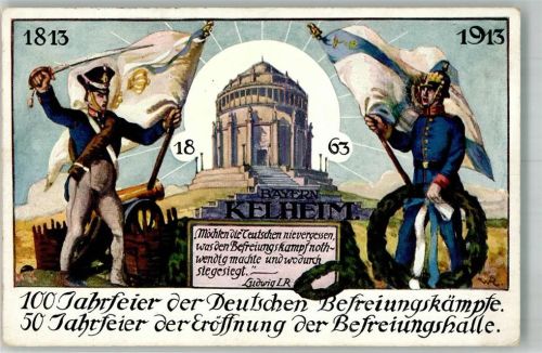 Kelheim 1913 50 Jahrfeier der Eröffung der Befreuingshalle Uniform Denkmal