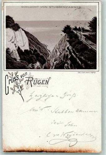 Stubbenkammer Vorläufer Druck 1890 Schlucht von Stubbenkammer