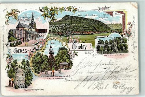 Tholey 1899 Ehemal. Klosterkirche Schaumberg Mauritius-Standbild Aussichtsturm mit der Waldschänke Keltischer Opferstein