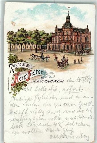 Braunschweig 1897 Restaurant Herm. Felten Lithographie