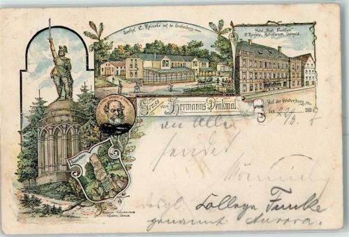 Detmold 1897 Bismarckstein Hermanns-Denkmal Gasthof C. Reineke auf der Grafenburg Hotel Stadt Frankfurt