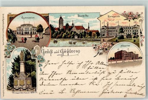 Güstrow 1899 Gruss aus Landgericht Kaserne Kriegerdenkmal Kunstverlag Rosenblatt AK
